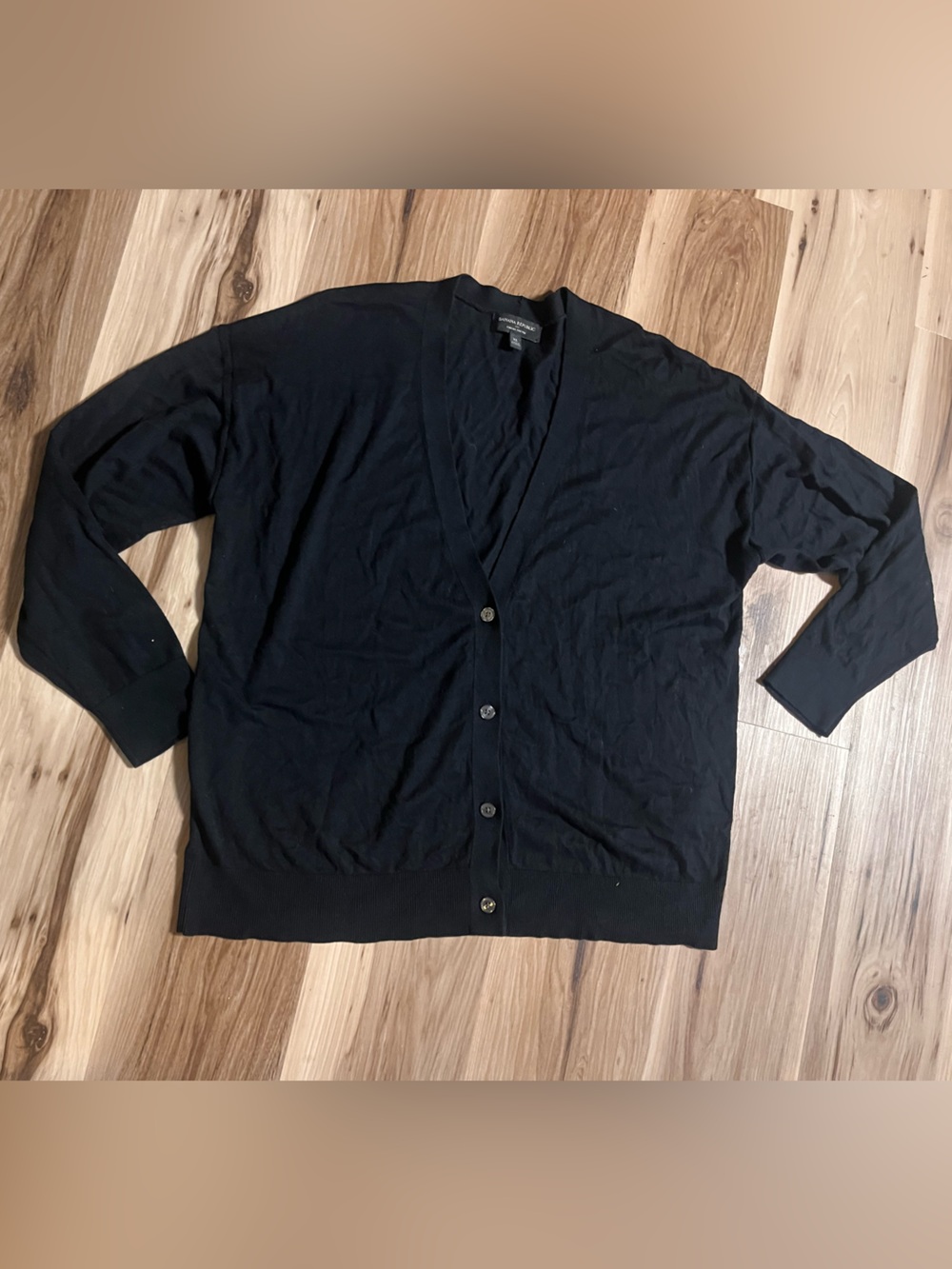 Banana Republic Black V-Neck Button Cardigan